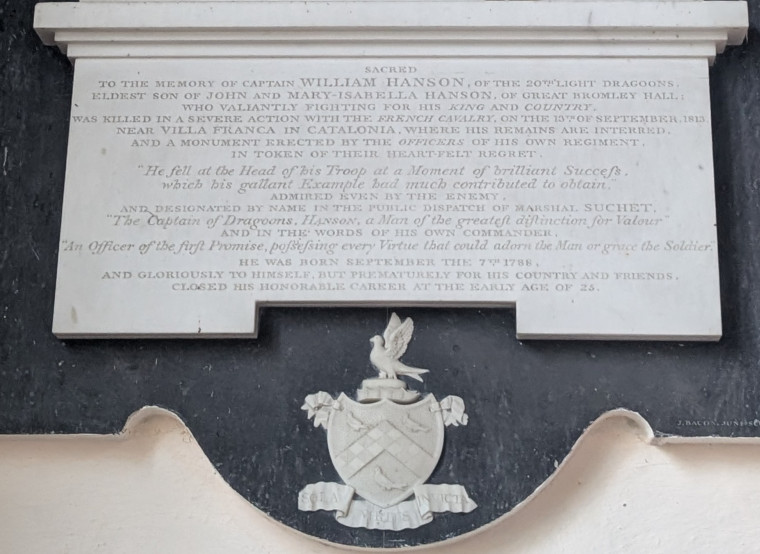 Great Bromley Church Monument William Hanson 15 November 2025 Copyright: William George