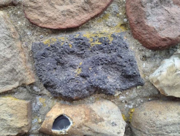 Possible piece of German (Eifel) lava quern in Langley Church Copyright: Mike Howgate