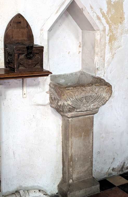 Castle Hedingham Church Stoup and Alms Box 8 August 2025 Copyright: William George