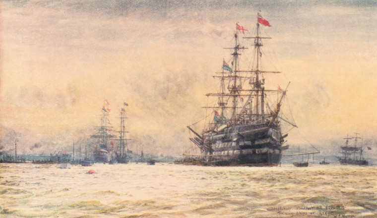 Grays Exmouth and Shaftesbury Training Ships 1905 Copyright: W L Wyllie London to the Nore 1905