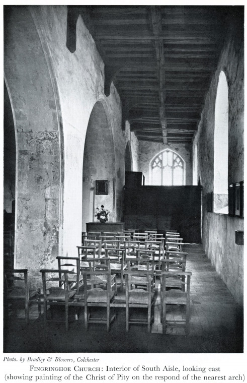 Fingringhoe Church South Aisle Interior 1938 Copyright: C Montagu Benton Church of St Ouen Fingringoe 1938