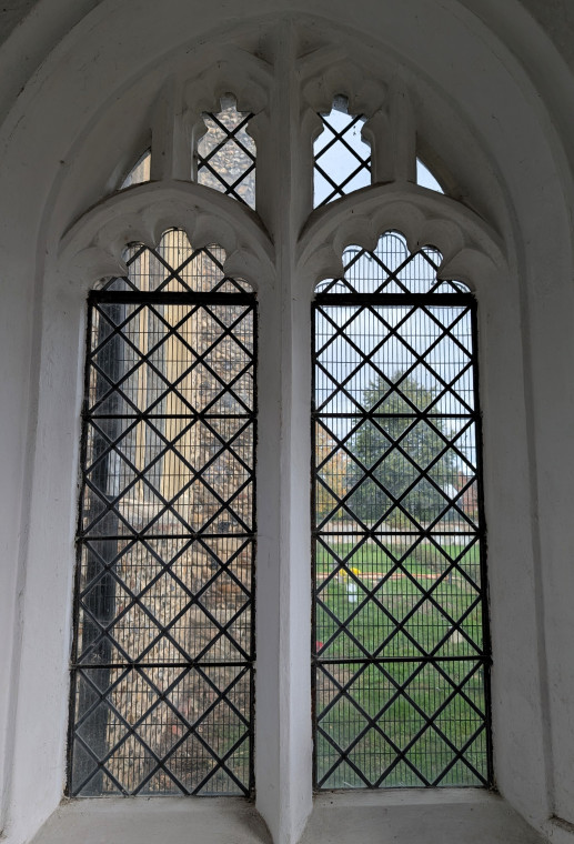Bocking Church East Window in Porch 7 October 2025 Copyright: William George