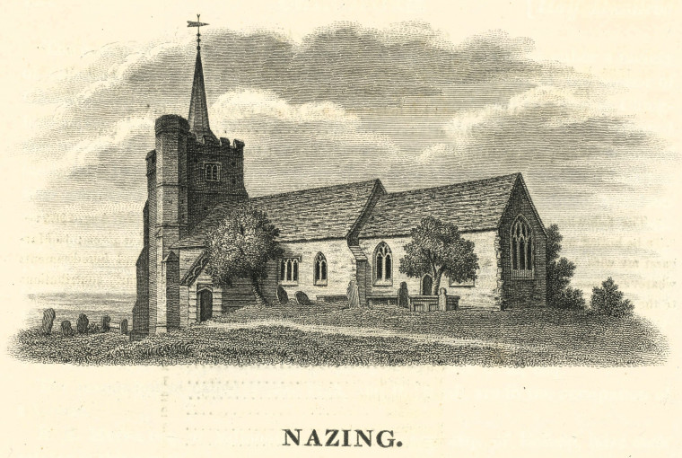 Nazing Church Ogborne 1817 Copyright: Elizabeth Ogborne History of Essex 1817