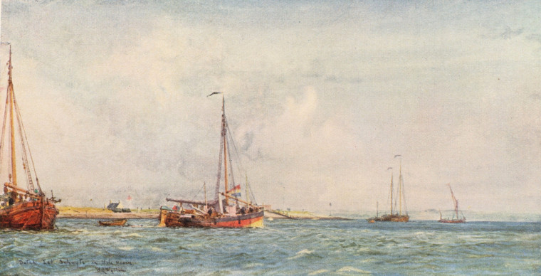 Hole Haven Dutch eel fishing boats 1905 Copyright: W L Wyllie London to the Nore 1905