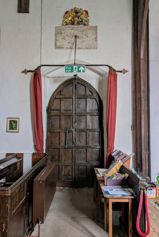 Gosfield Church Interior view of Door 21 March 2025 Copyright: William George