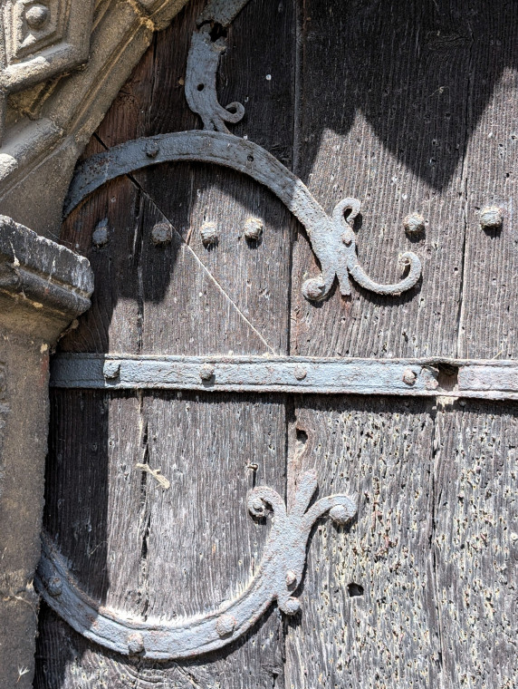 Castle Hedingham Church Iron work on Door 8 August 2025 Copyright: William George