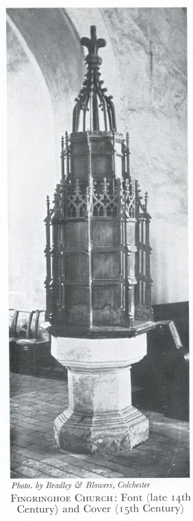 Fingringhoe Church Font 1938 Copyright: C Montagu Benton Church of St Ouen Fingringoe 1938