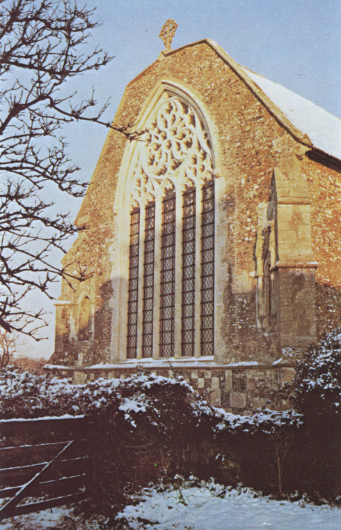 Tilty Church Fourteenth Century East Window in Snow Post Card Copyright: Church Post Card