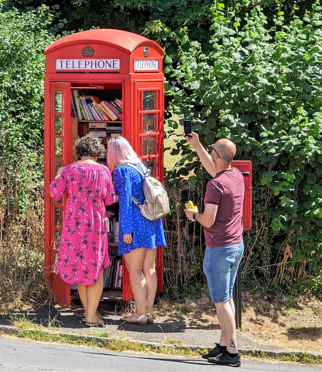 Wendens Ambo Telephone Box and Photographer 7 August 2022 Copyright: William George