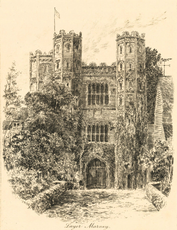 Layer Marney Etching Barrett 1892 Copyright: C R B Barrett Essex Highways 1892