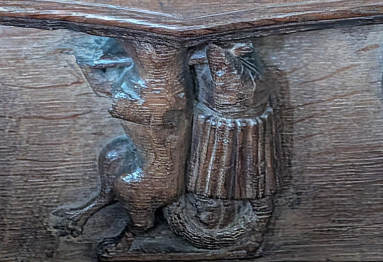 Castle Hedingham Church Misericord Pig 2025 Copyright: William George