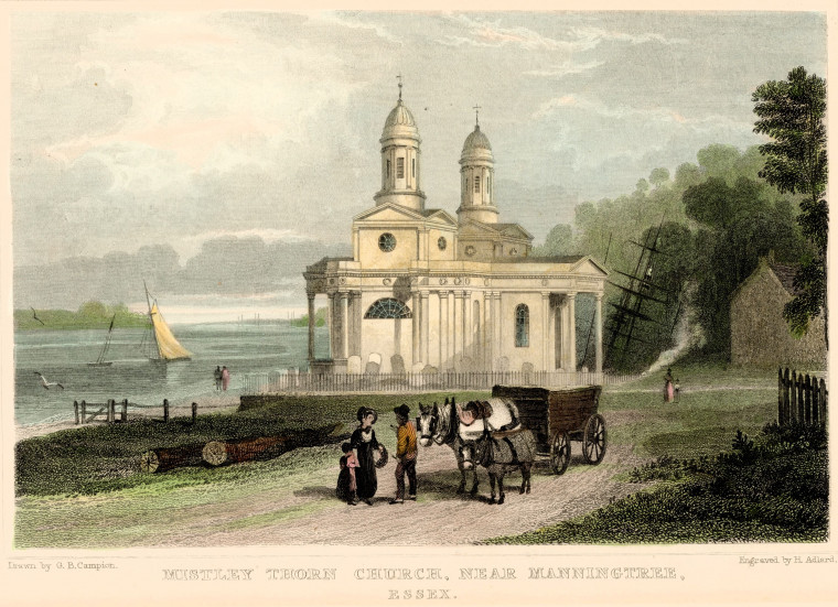 Mistley Thorn Church Engraving 1832 Copyright: William George