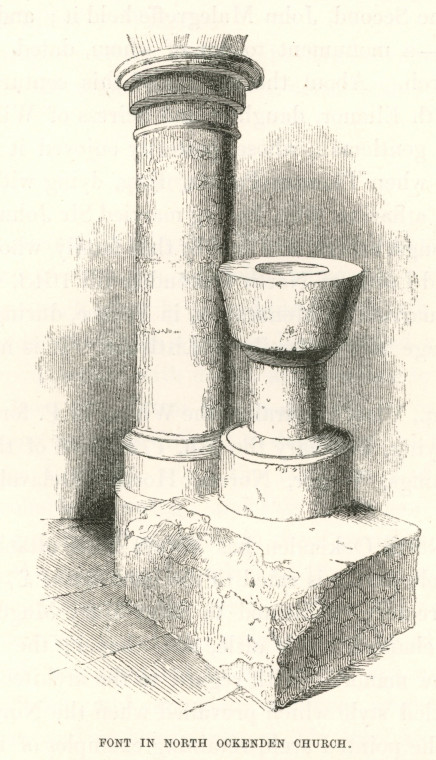 North Ockendon Church Font Suckling 1845 Copyright: Alfred Suckling Essex Antiquities 1845
