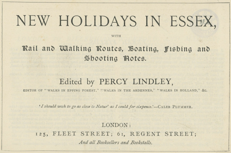 Titlepage Essex Holidays Lindley 1898 Copyright: Essex Holidays Lindley 1898