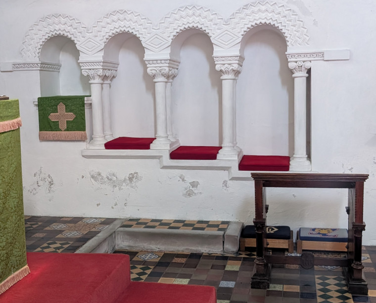 Castle Hedingham Church Sedilia and Desk 8 August 2025 Copyright: William George