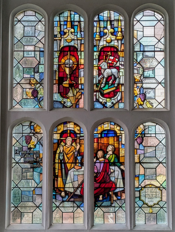 Gosfield Church Window with Stained Glass 21 March 2025 Copyright: William George