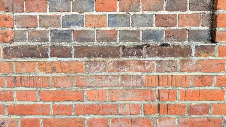 Castle Hedingham Brick Wall with Cuts 8th August 2025 Copyright: William George