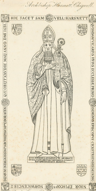 Samuel Harsnett 1561 to 1631 Archbishop Ogborne 1817 Copyright: Elizabeth Ogborne History of Essex 1817