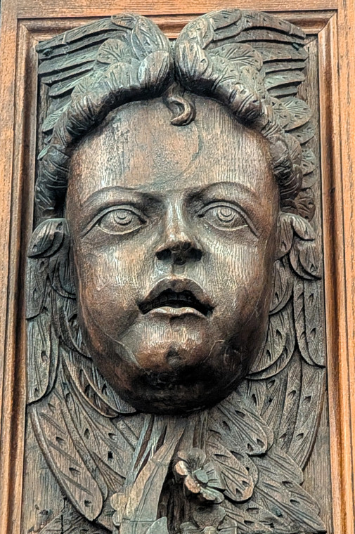 Hatfield Broad Oak Church Carved Wooden Face 2 27 June 2025 Copyright: William George