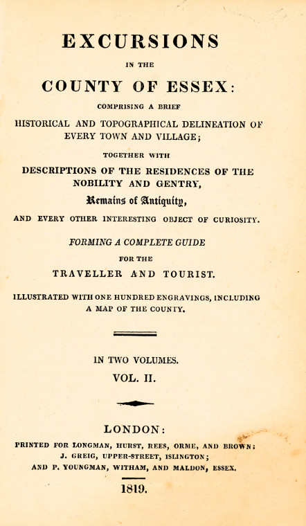 Title Page Excursions through Essex Volume II 1819 Copyright: William George