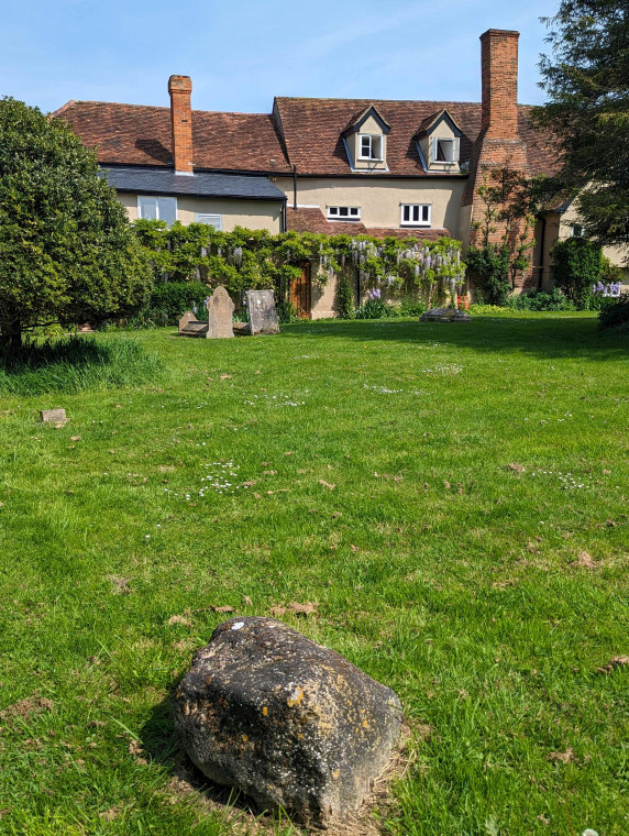 High Easter Church Boulder in churchyard Copyright: William George