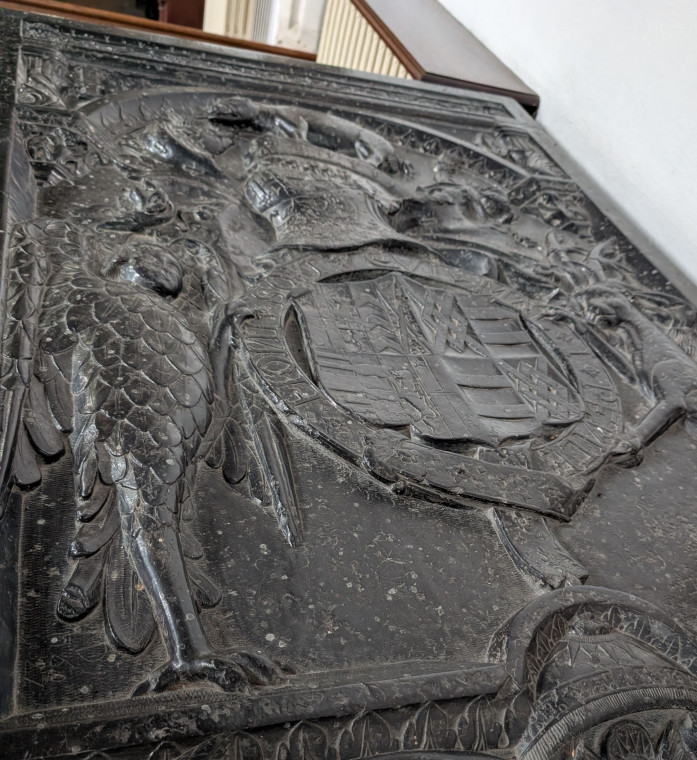 Castle Hedingham Church Shield Monument 8 August 2025 Copyright: William George