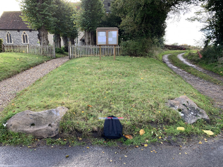 Boulders at entrance to church looking south Copyright: Derek Potts