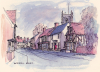 Dedham Essex hand coloured pen and ink sketch 