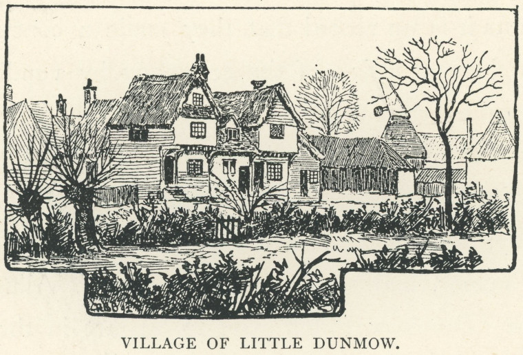 Little Dunmow Village Sketch Barrett 1892 Copyright: C R B Barrett Essex Highways 1892