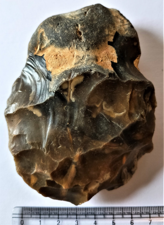Late Middle Acheulian pointed flint hand axe Copyright: William George