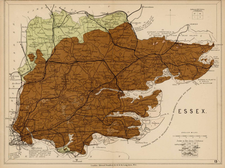 Geological Map of Essex Drift about 1880 Copyright: William George