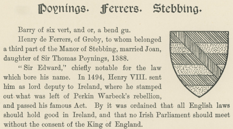 Poynings Ferrers Stebbing Arms F F Law 1898 Copyright: Florence Law Shalford Church 1898