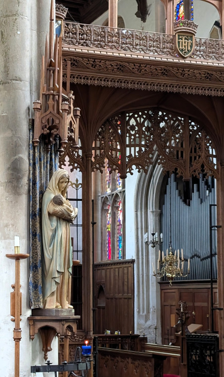 Bocking Church Interior Statue and part of Screen 7 October 2025 Copyright: William George
