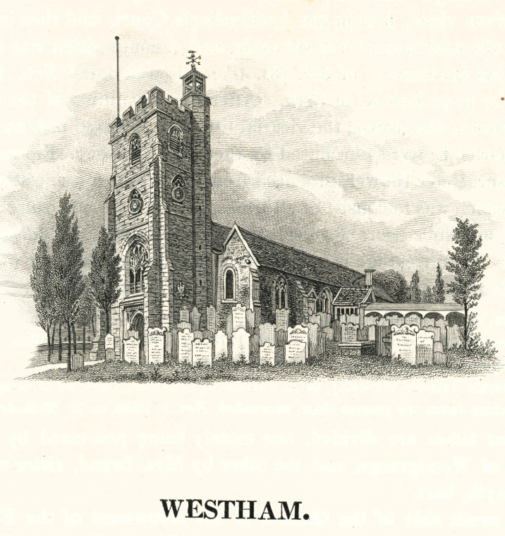West Ham Church Ogborne 1817 Copyright: Elizabeth Ogborne History of Essex 1817
