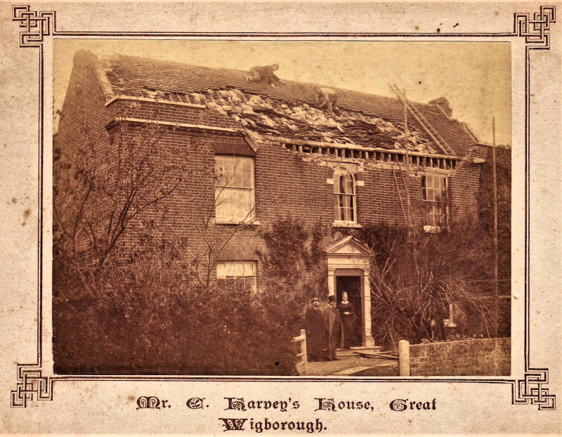 Great Wigborough house of Mr. Harvey 1884 Earthquake photograph Copyright: William George