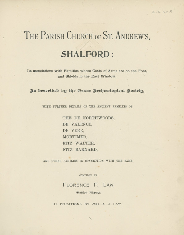 Shalford Church Book Title Page F F Law 1898 Copyright: Florence Law Shalford Church 1898