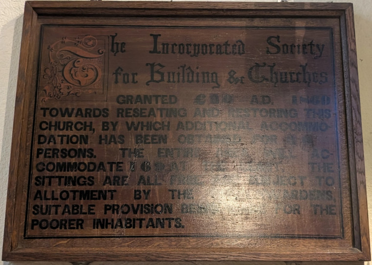 Fryerning Church Seating Board 1869 31st May 2025 Copyright: William George