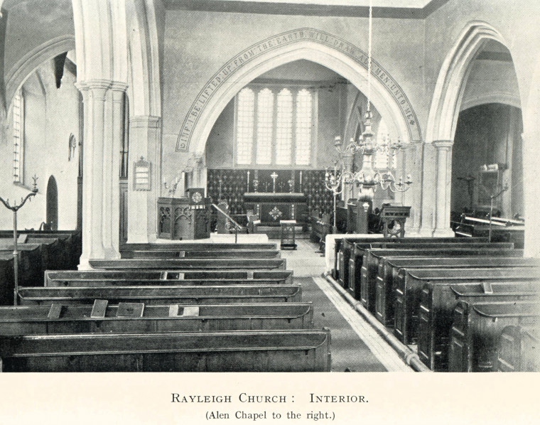 Rayleigh Church Interior 1908 Copyright: A C Girdlestone Fryer 1908