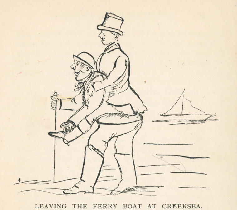 Crouch Cold Bath Cartoon Sketch Copyright: Hunting Recollections Miss Tawke 1911
