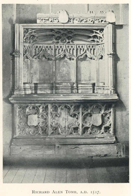Rayleigh Church Alen Tomb AD 1517 in 1908 Copyright: A C Girdlestone Fryer 1908