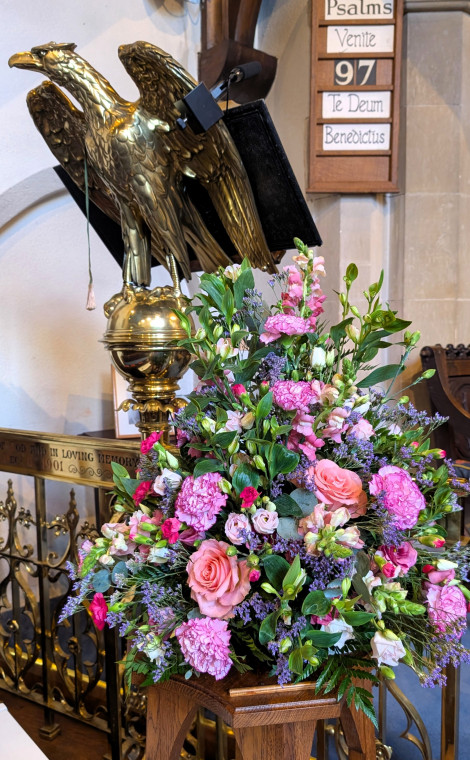 Fryerning Church Lectern and Flowers 31st May 2025 Copyright: William George