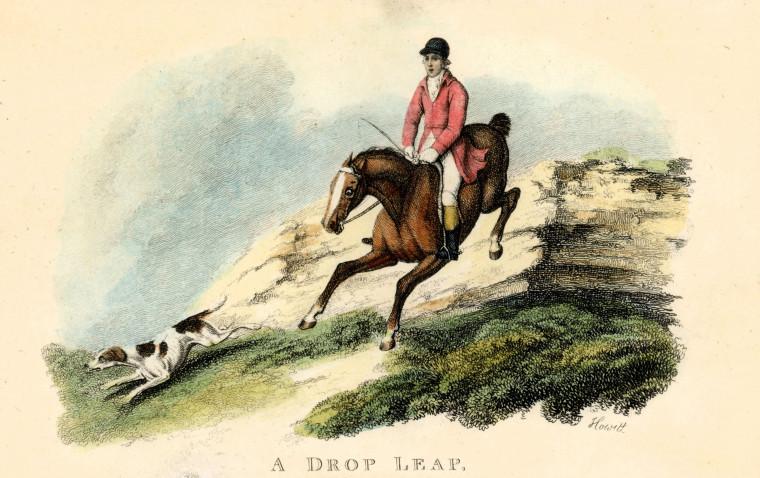 Drop Leap hand coloured print 1812 Copyright: J Wheble