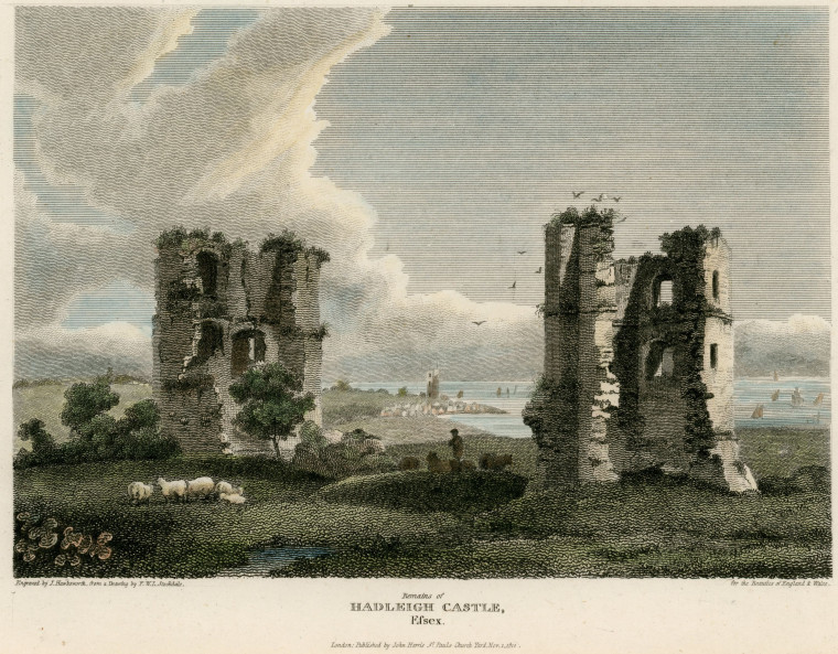 Hadleigh Castle Remains 1812 Hand Tinted Engraving Copyright: Engraving