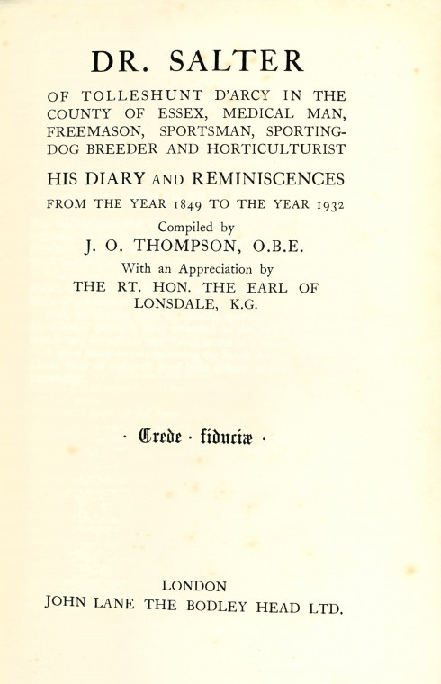 John Henry Salter 1841 to 1932 Diary Title Page Copyright: Book