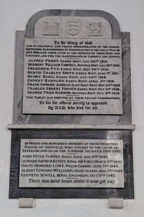 Gosfield Church War Memorial 21 March 2025 Copyright: William George