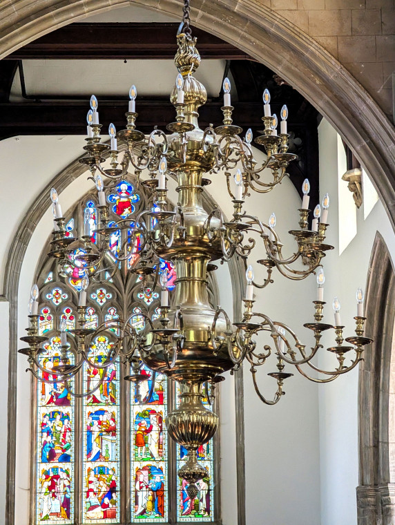 Hatfield Broad Oak Church Brass Chandelier Close Up 27 June 2025 Copyright: William George