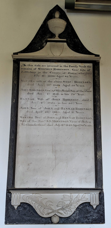 Wendens Ambo Church Robinson Family Monument 7 August 2022 Copyright: William George