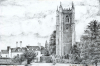 Dedham Church Signed Print of Pencil Sketch 