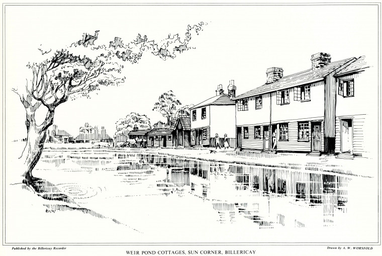 Billericay Weir Pond Cottages Sun Corner Print Copyright: A W Worsfold