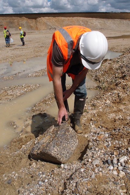 A boulder of Hertfordshire puddingstone in Bulls Lodge Quarry Copyright: Gerald Lucy